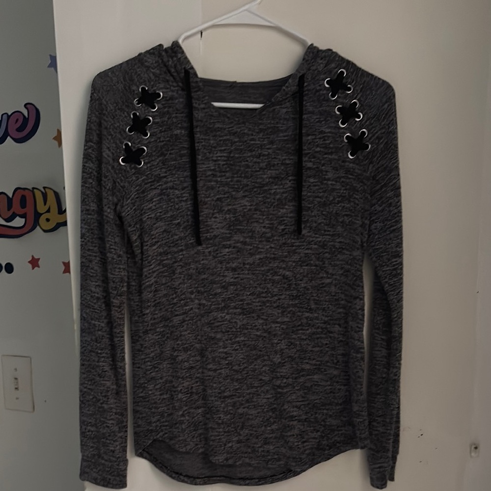 Gray Lace-Up Women's Hoodie